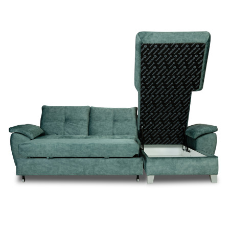Coltar Extensibil Cu Insula Dreapta Sevilia Lux, 5 Locuri, Lada, Tetiere Reglabile, Verde Petrol, 272 Cm-01
