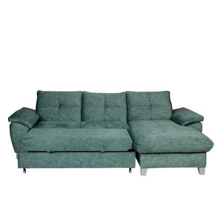 Coltar Extensibil Cu Insula Dreapta Sevilia Lux, 5 Locuri, Lada, Tetiere Reglabile, Verde Petrol, 272 Cm-01