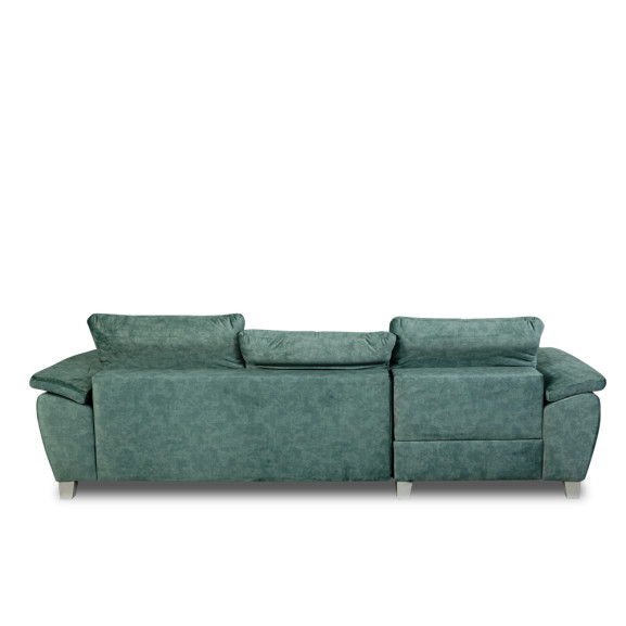 Coltar Extensibil Cu Insula Stanga Sevilia Lux, 5 Locuri, Lada, Tetiere Reglabile, Verde Petrol, 272 Cm