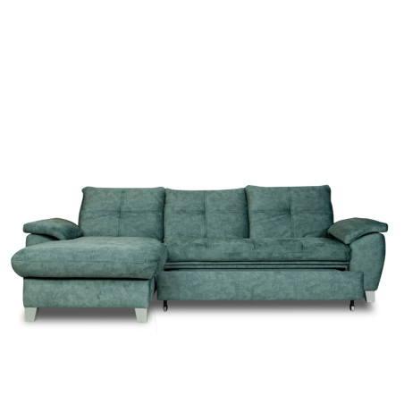 Coltar Extensibil Cu Insula Stanga Sevilia Lux, 5 Locuri, Lada, Tetiere Reglabile, Verde Petrol, 272 Cm-01
