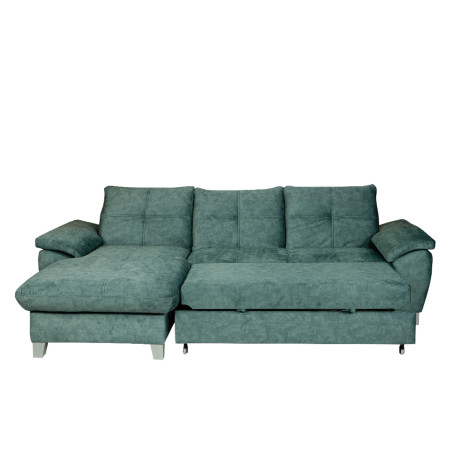 Coltar Extensibil Cu Insula Stanga Sevilia Lux, 5 Locuri, Lada, Tetiere Reglabile, Verde Petrol, 272 Cm-01