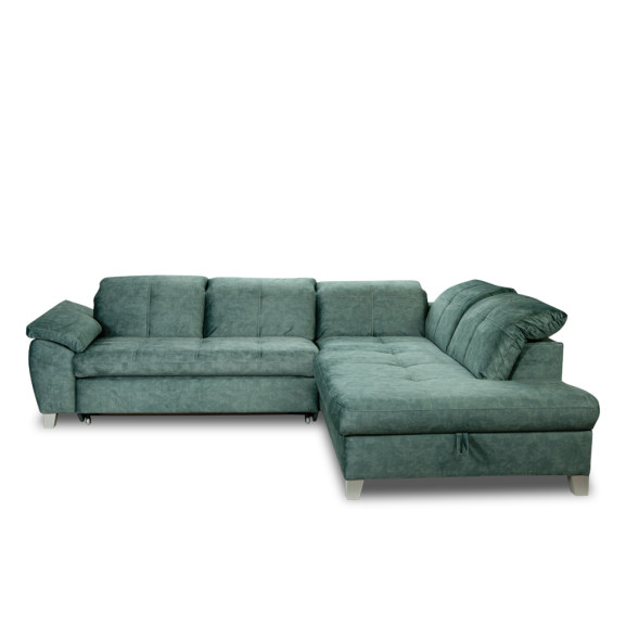 Coltar Extensibil Cu Otoman Mic Dreapta Sevilia Lux, 5 Locuri, Tetiere Reglabile, Verde Petrol, 280 Cm