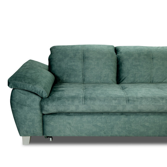Coltar Extensibil Cu Otoman Mic Dreapta Sevilia Lux, 5 Locuri, Tetiere Reglabile, Verde Petrol, 280 Cm