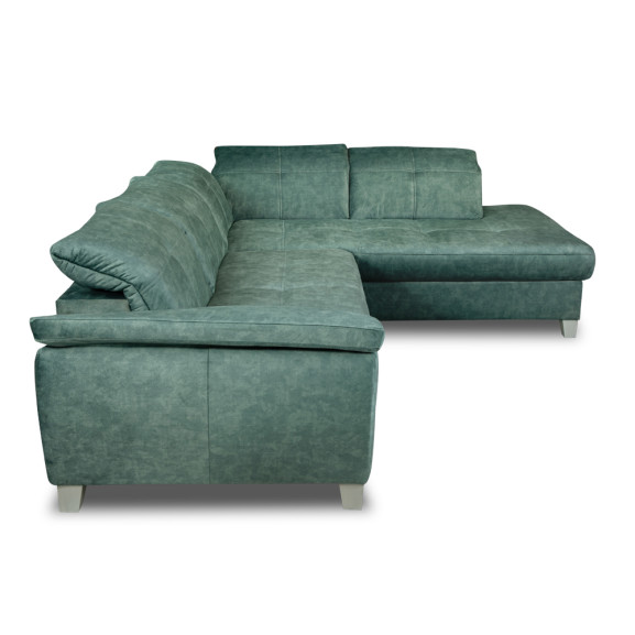 Coltar Extensibil Cu Otoman Mic Dreapta Sevilia Lux, 5 Locuri, Tetiere Reglabile, Verde Petrol, 280 Cm