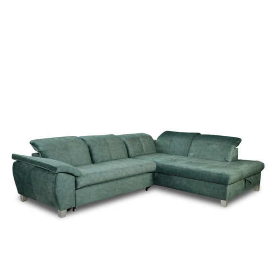 Coltar Extensibil Cu Otoman Mic Dreapta Sevilia Lux, 5 Locuri, Tetiere Reglabile, Verde Petrol, 280 Cm
