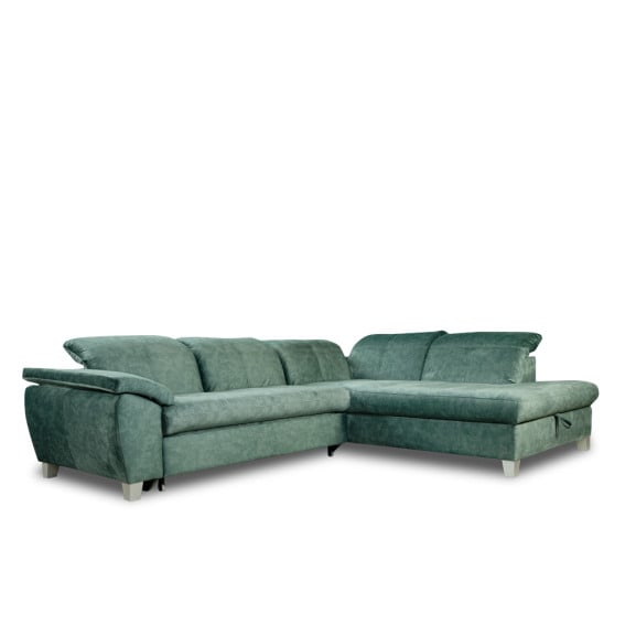 Coltar Extensibil Cu Otoman Mic Dreapta Sevilia Lux, 5 Locuri, Tetiere Reglabile, Verde Petrol, 280 Cm