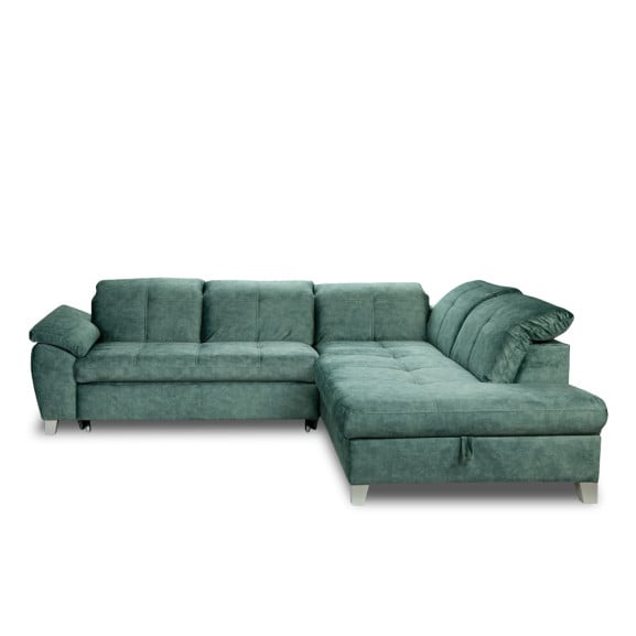 Coltar Extensibil Cu Otoman Mic Dreapta Sevilia Lux, 5 Locuri, Tetiere Reglabile, Verde Petrol, 280 Cm