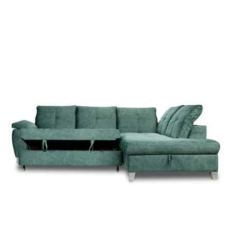 Coltar Extensibil Cu Otoman Mic Dreapta Sevilia Lux, Lada Depozitare, 5 Locuri, Tetiere Reglabile, Verde Petrol, 280 Cm-01