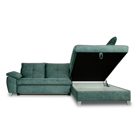 Coltar Extensibil Cu Otoman Mic Dreapta Sevilia Lux, Lada Depozitare, 5 Locuri, Tetiere Reglabile, Verde Petrol, 280 Cm-01