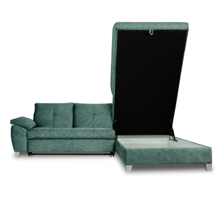 Coltar Extensibil Cu Otoman Mic Dreapta Sevilia Lux, Lada Depozitare, 5 Locuri, Tetiere Reglabile, Verde Petrol, 280 Cm-01