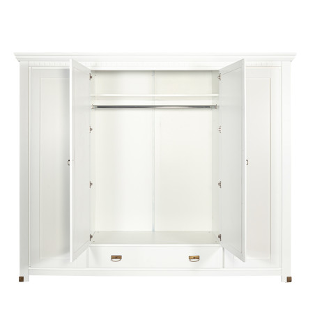 Dulap 4 Usi si 1 Sertar Saint Tropez, Vopsit Alb, 250 Cm-01