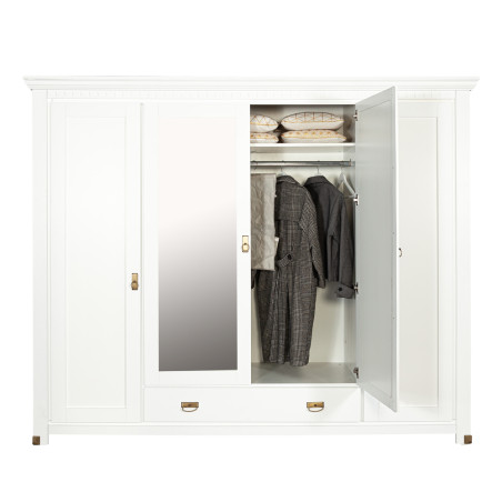 Dulap 4 Usi si 1 Sertar Saint Tropez, Vopsit Alb, 250 Cm-01