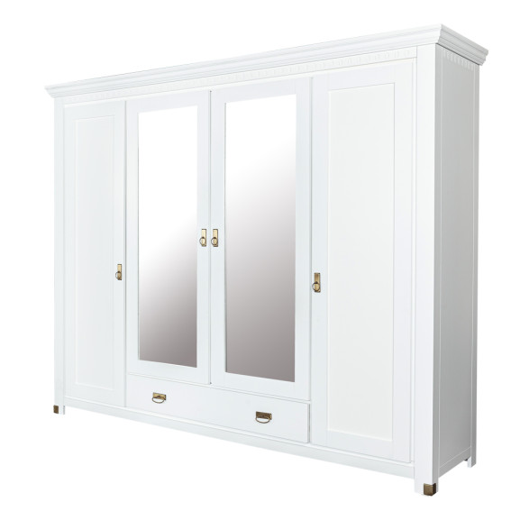 Dulap 4 Usi si 1 Sertar Saint Tropez, Vopsit Alb, 250 Cm
