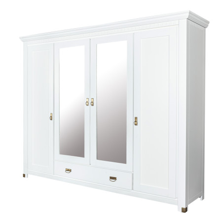 Dulap 4 Usi si 1 Sertar Saint Tropez, Vopsit Alb, 250 Cm-01