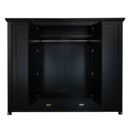 Dulap 4 Usi si 1 Sertar Saint Tropez, Vopsit Negru, 250 Cm-01