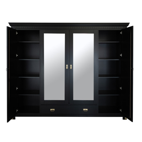 Dulap 4 Usi si 1 Sertar Saint Tropez, Vopsit Negru, 250 Cm-01