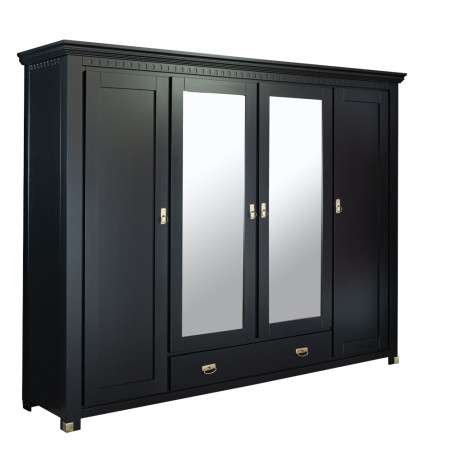 Dulap 4 Usi si 1 Sertar Saint Tropez, Vopsit Negru, 250 Cm-01