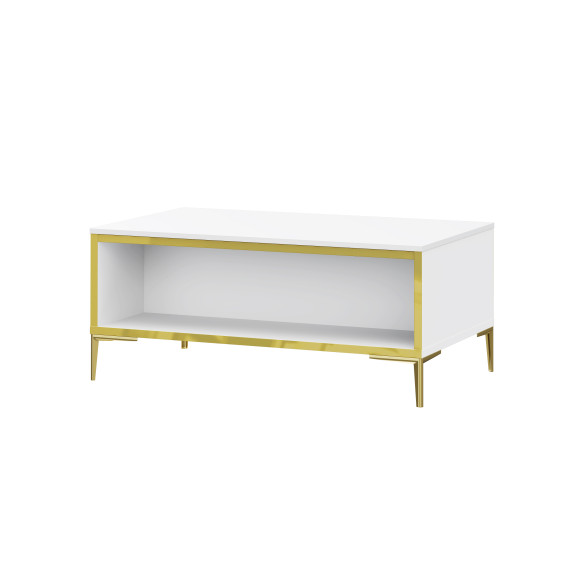 Masa Cafea Glamour Alb Si Alb Super Lucios, 100 Cm
