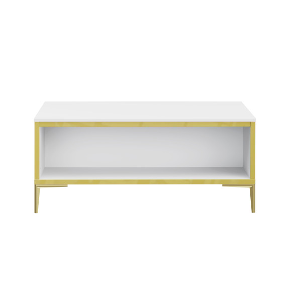 Masa Cafea Glamour Alb Si Alb Super Lucios, 100 Cm