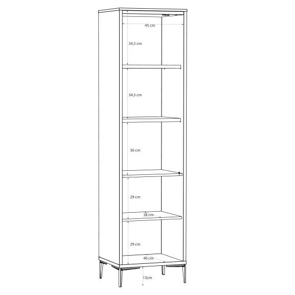 Vitrina Inalta Glamour Alb Si Alb Super Lucios, 49.8 Cm