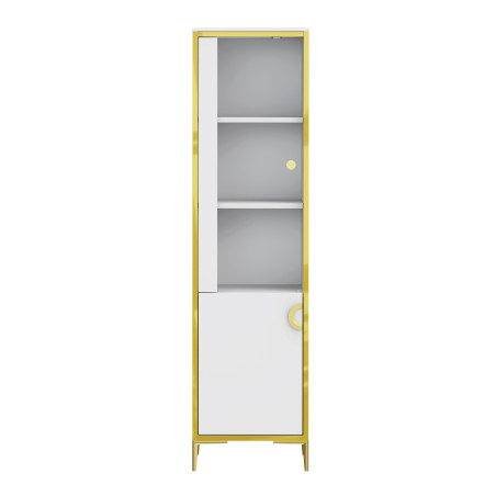 Vitrina Inalta Glamour  Alb Si Alb Super Lucios, 49.8 Cm-01