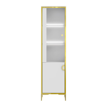 Vitrina Inalta Glamour  Alb Si Alb Super Lucios, 49.8 Cm-01