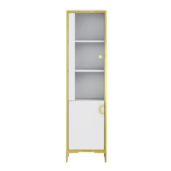 Vitrina Inalta Glamour Alb Si Alb Super Lucios, 49.8 Cm