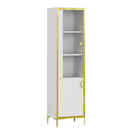 Vitrina Inalta Glamour  Alb Si Alb Super Lucios, 49.8 Cm-01