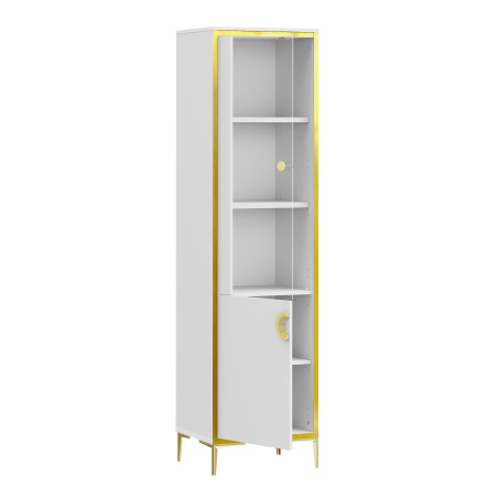 Vitrina Inalta Glamour  Alb Si Alb Super Lucios, 49.8 Cm-01