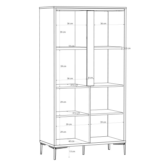 Vitrina Joasa Glamour Alb Si Alb Super Lucios, 84.5 Cm