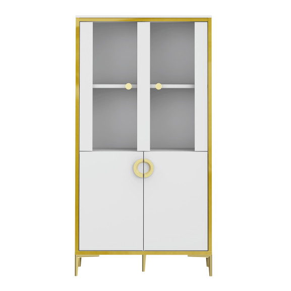 Vitrina Joasa Glamour Alb Si Alb Super Lucios, 84.5 Cm