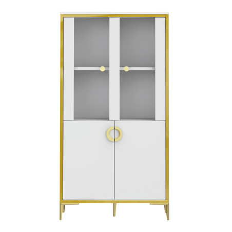 Vitrina Joasa Glamour Alb Si Alb Super Lucios, 84.5 Cm-01