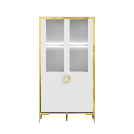 Vitrina Joasa Glamour Alb Si Alb Super Lucios, 84.5 Cm-01