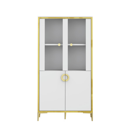 Vitrina Joasa Glamour Alb Si Alb Super Lucios, 84.5 Cm-01