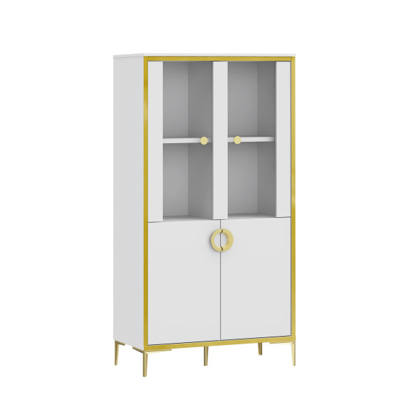 Vitrina Joasa Glamour Alb Si Alb Super Lucios, 84.5 Cm