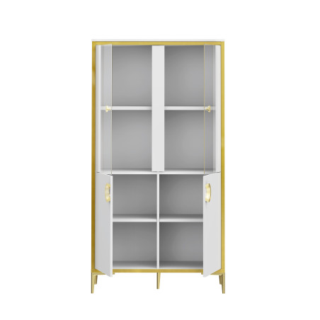 Vitrina Joasa Glamour Alb Si Alb Super Lucios, 84.5 Cm-01