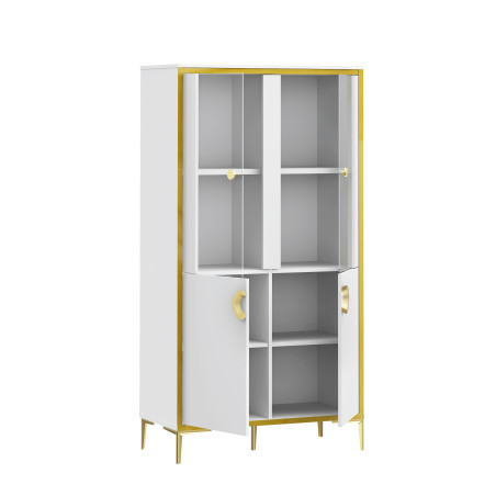 Vitrina Joasa Glamour Alb Si Alb Super Lucios, 84.5 Cm-01