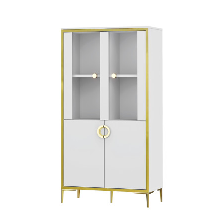 Vitrina Joasa Glamour Alb Si Alb Super Lucios, 84.5 Cm-01