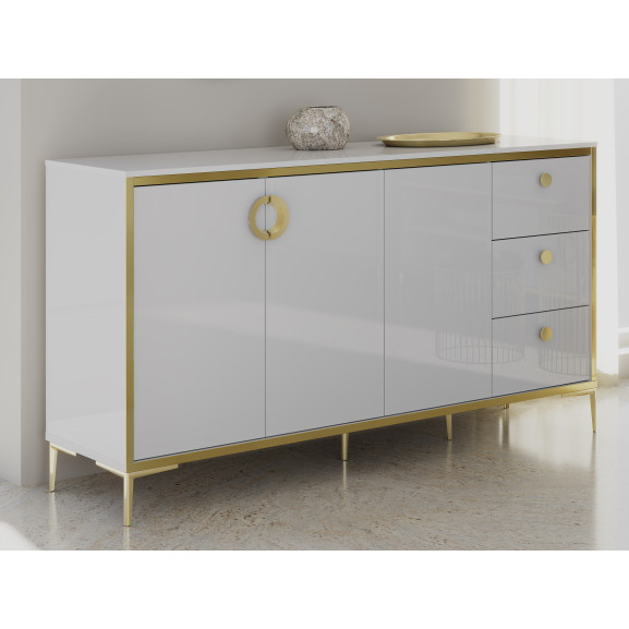 Bufet Mare Glamour Alb Si Alb Super Lucios, 163.9 Cm