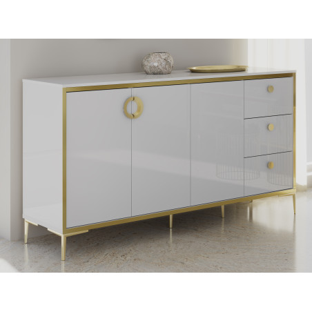 Bufet Mare Glamour Alb Si Alb Super Lucios, 163.9 Cm-01
