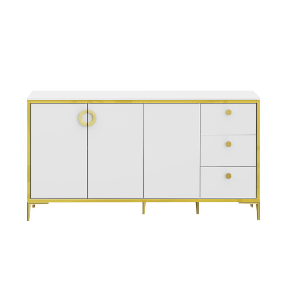 Bufet Mare Glamour Alb Si Alb Super Lucios, 163.9 Cm