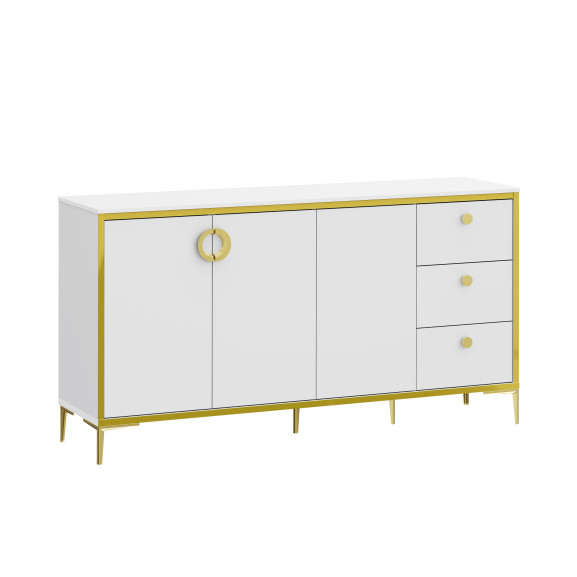 Bufet Mare Glamour Alb Si Alb Super Lucios, 163.9 Cm