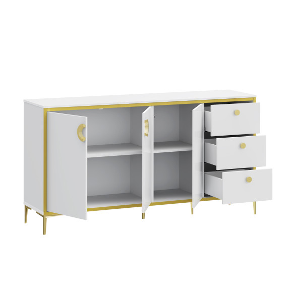 Bufet Mare Glamour Alb Si Alb Super Lucios, 163.9 Cm