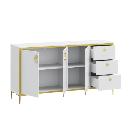 Bufet Mare Glamour Alb Si Alb Super Lucios, 163.9 Cm-01