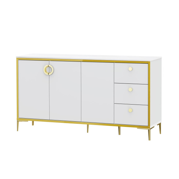 Bufet Mare Glamour Alb Si Alb Super Lucios, 163.9 Cm