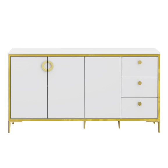Bufet Mare Glamour Alb Si Alb Super Lucios, 163.9 Cm