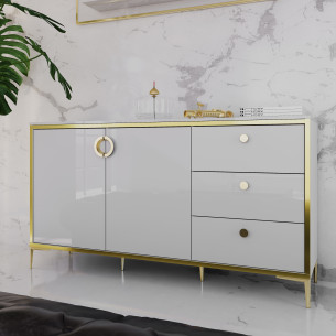 Bufet Mic Glamour Alb Si Alb Super Lucios, 159.2 Cm