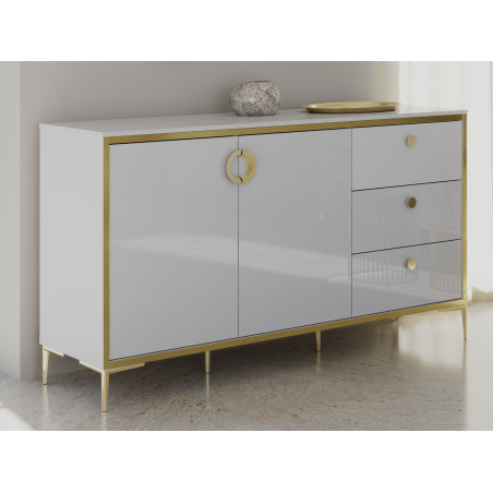 Bufet Mic Glamour Alb Si Alb Super Lucios, 159.2 Cm-01