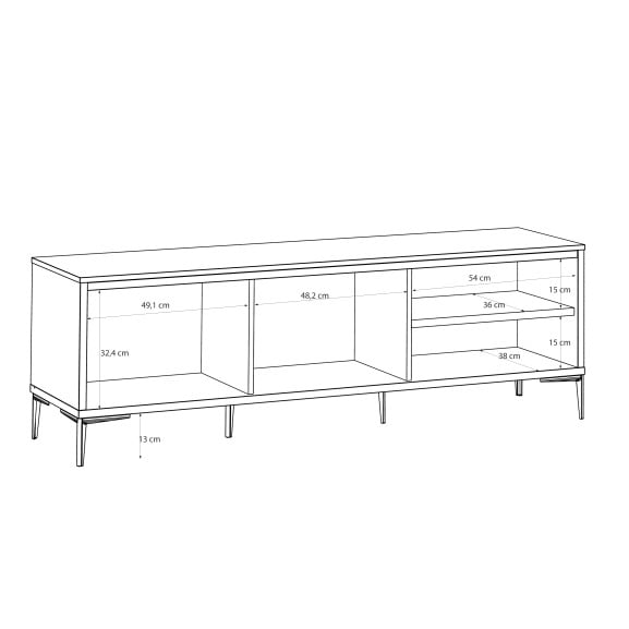Comoda Tv Glamour, Alb Si Alb Super Lucios 159.2 Cm