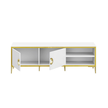 Comoda Tv Glamour, Alb Si Alb Super Lucios 159.2 Cm-01